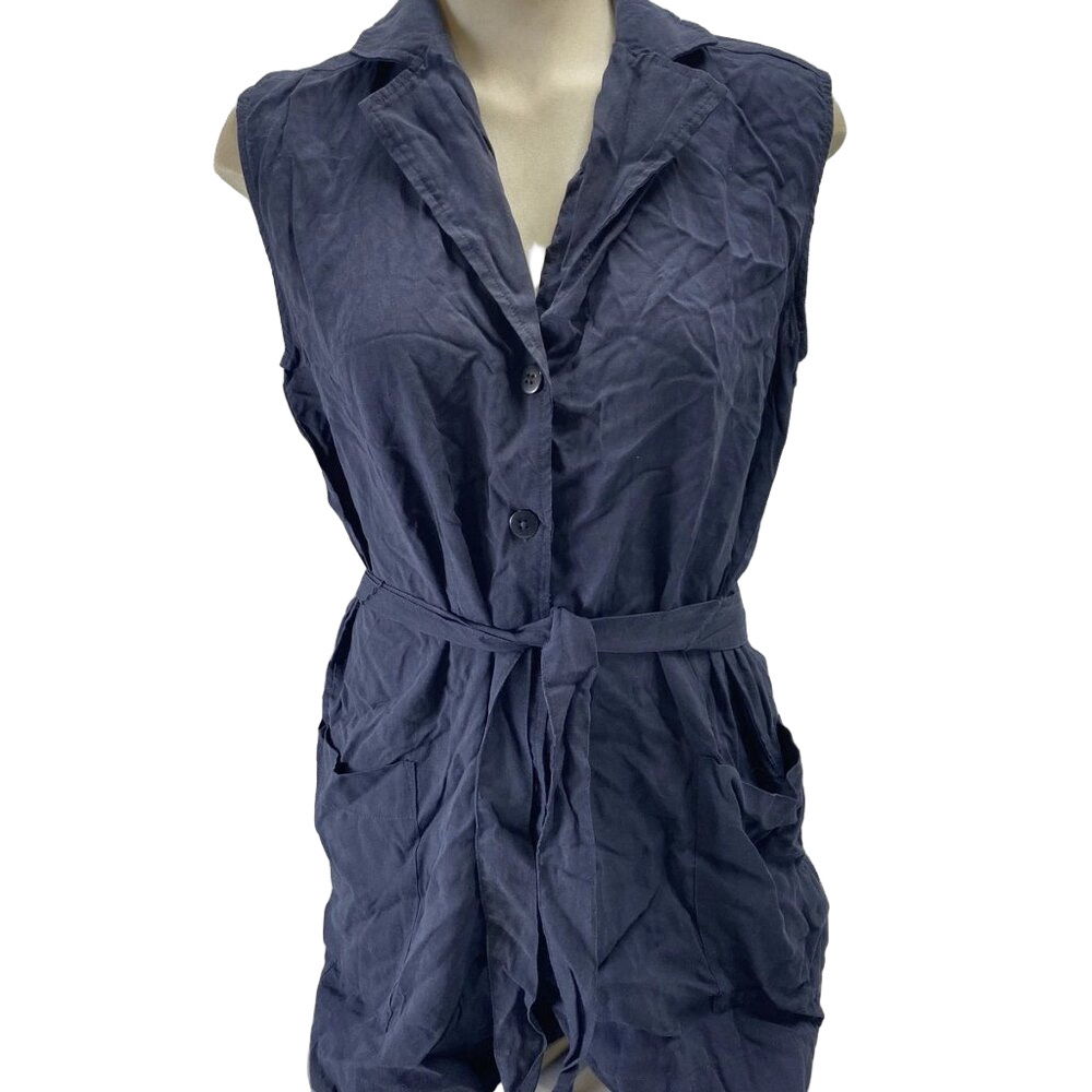 NEW SPLENDID Women's Alessi Short Collared Romper Size S Navy Blue